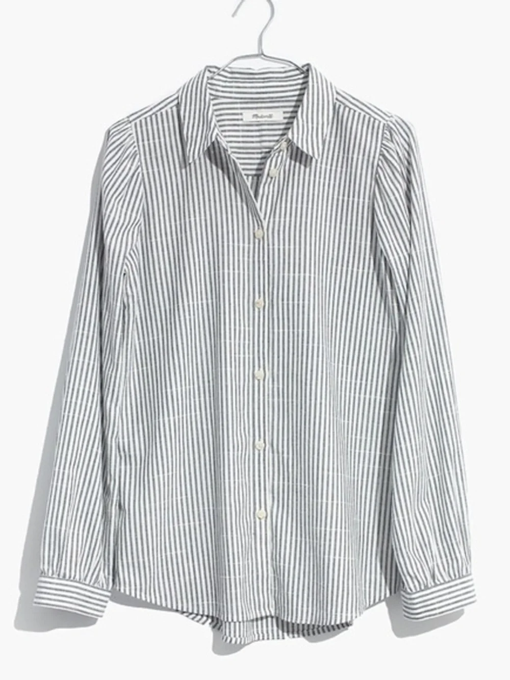 Madewell Puff Sleeve Button Down Shirt White Navy Stripe XS Top
